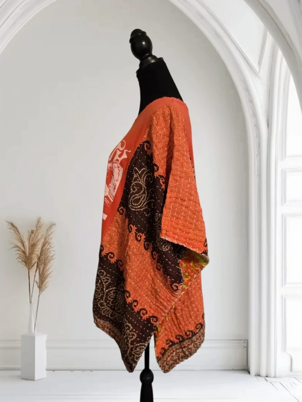 Upcycled Aerosmith Band Tee With Kantha Sleeves, OS - Picture 5 of 8